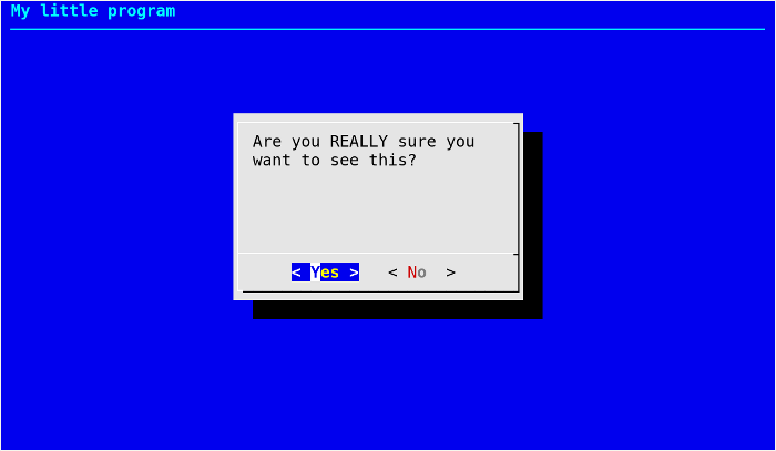 yesno dialog box of the example